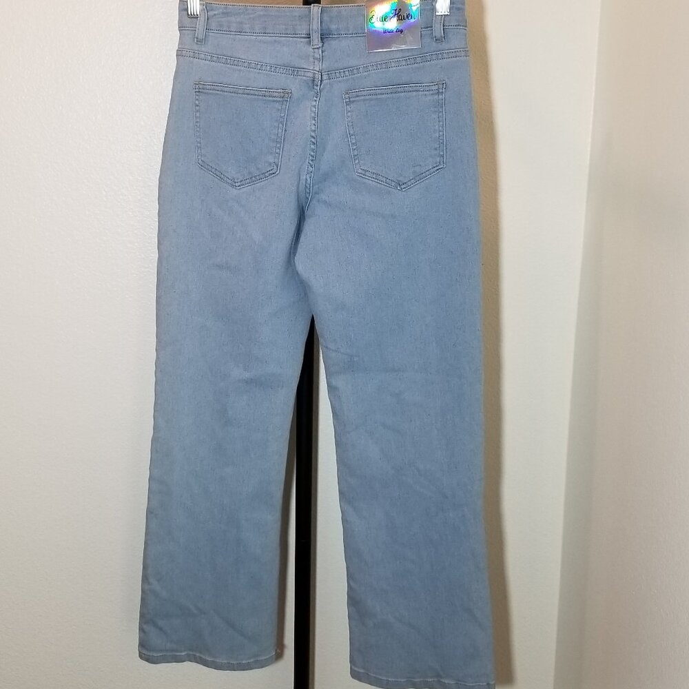 Blue Haven Jeans Womens Size 5 Light Wash Wide Leg Stretch Retro Street Boho NWT - Picture 2 of 9